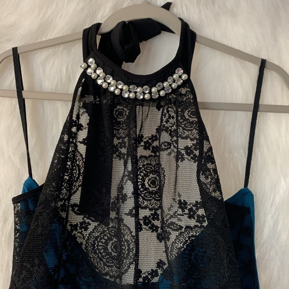 Solar usa Teal Black Lace Up Top XL - Picture 4 of 8